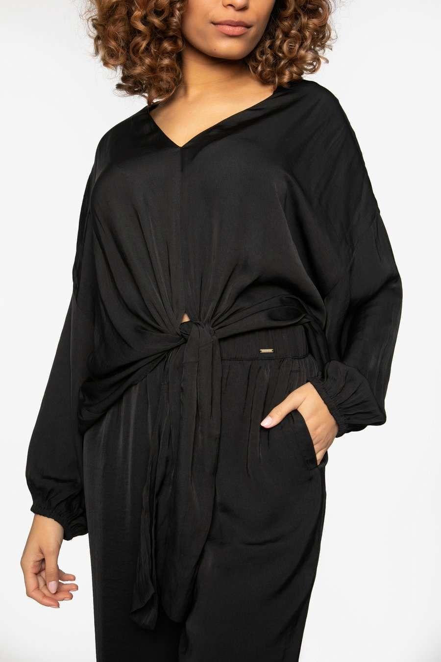 Satin Loungewear Set in Black