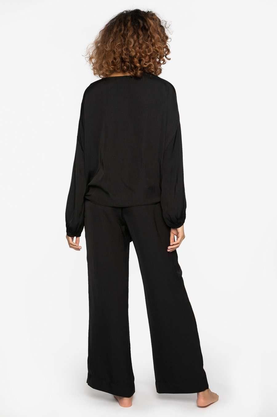 Satin Loungewear Set in Black