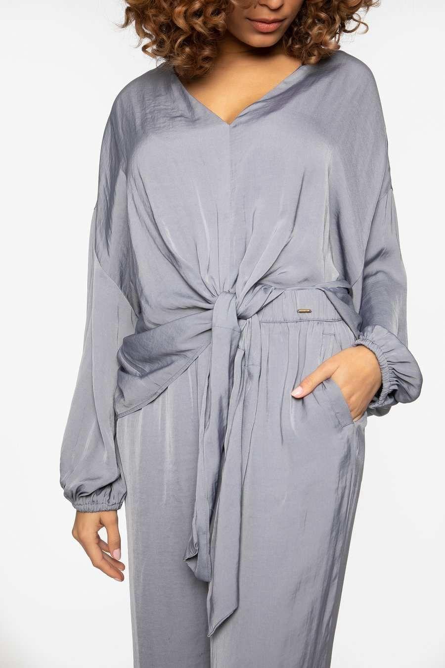 Satin Loungewear Set in Grey