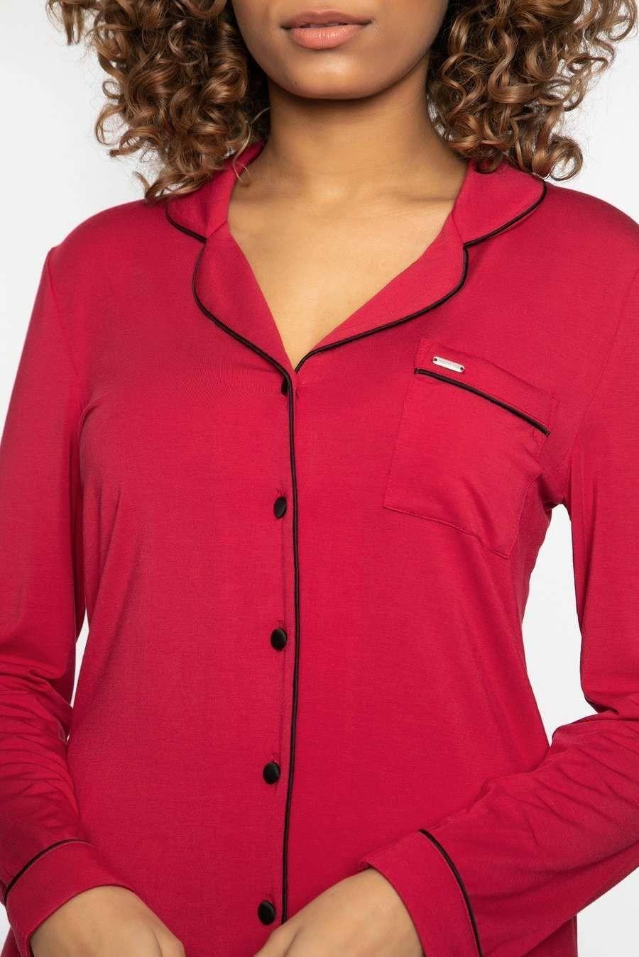 Scarlet Color Bamboo Pyjama Set For Women