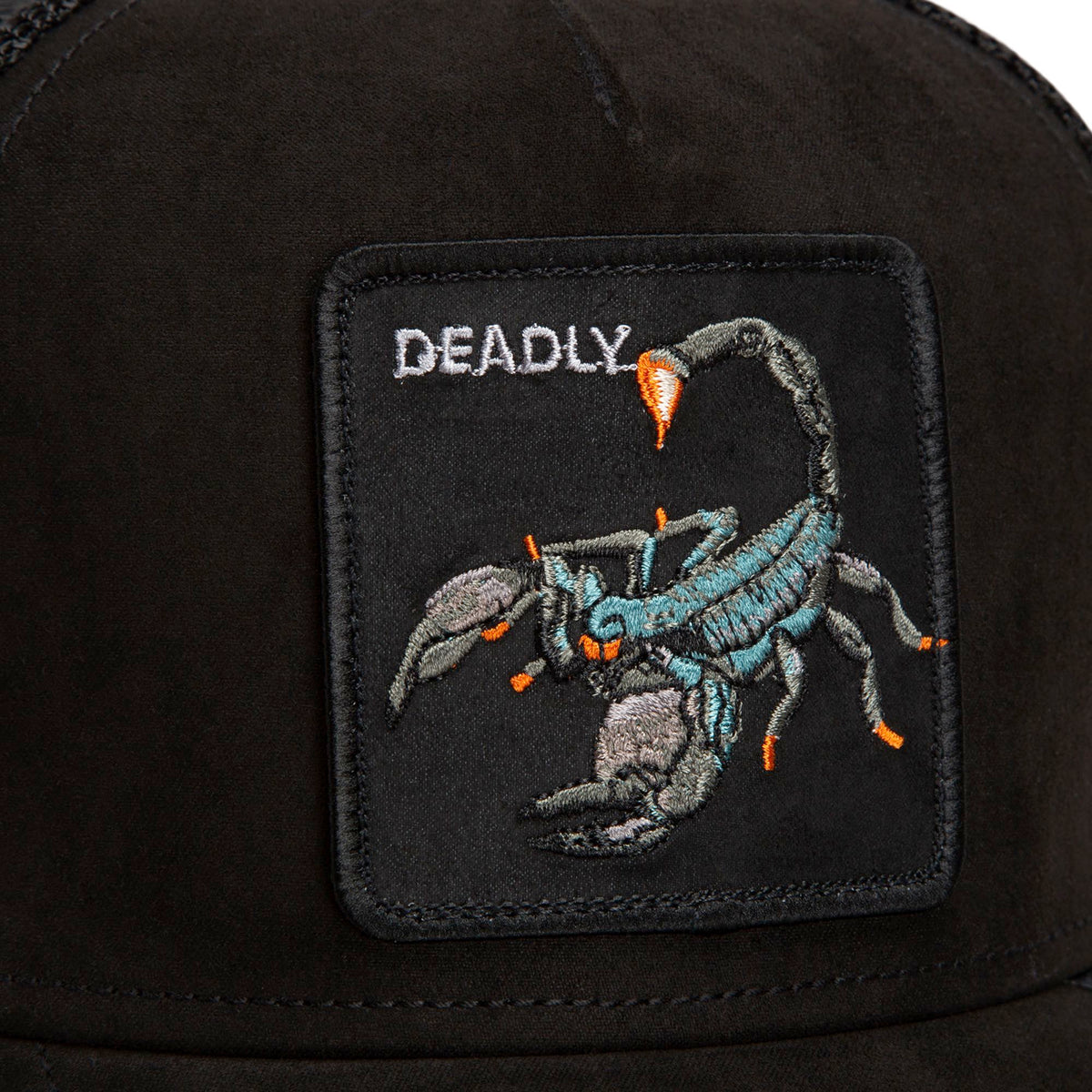 Goorin Bros Animal Farm Suede "Deadly" Scorpion Trucker Cap – Black