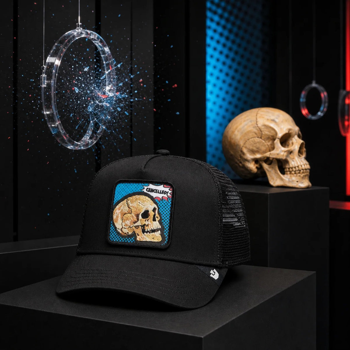 Goorin Bros Pop Art Cancelled Skull Trucker Hat - Void Black
