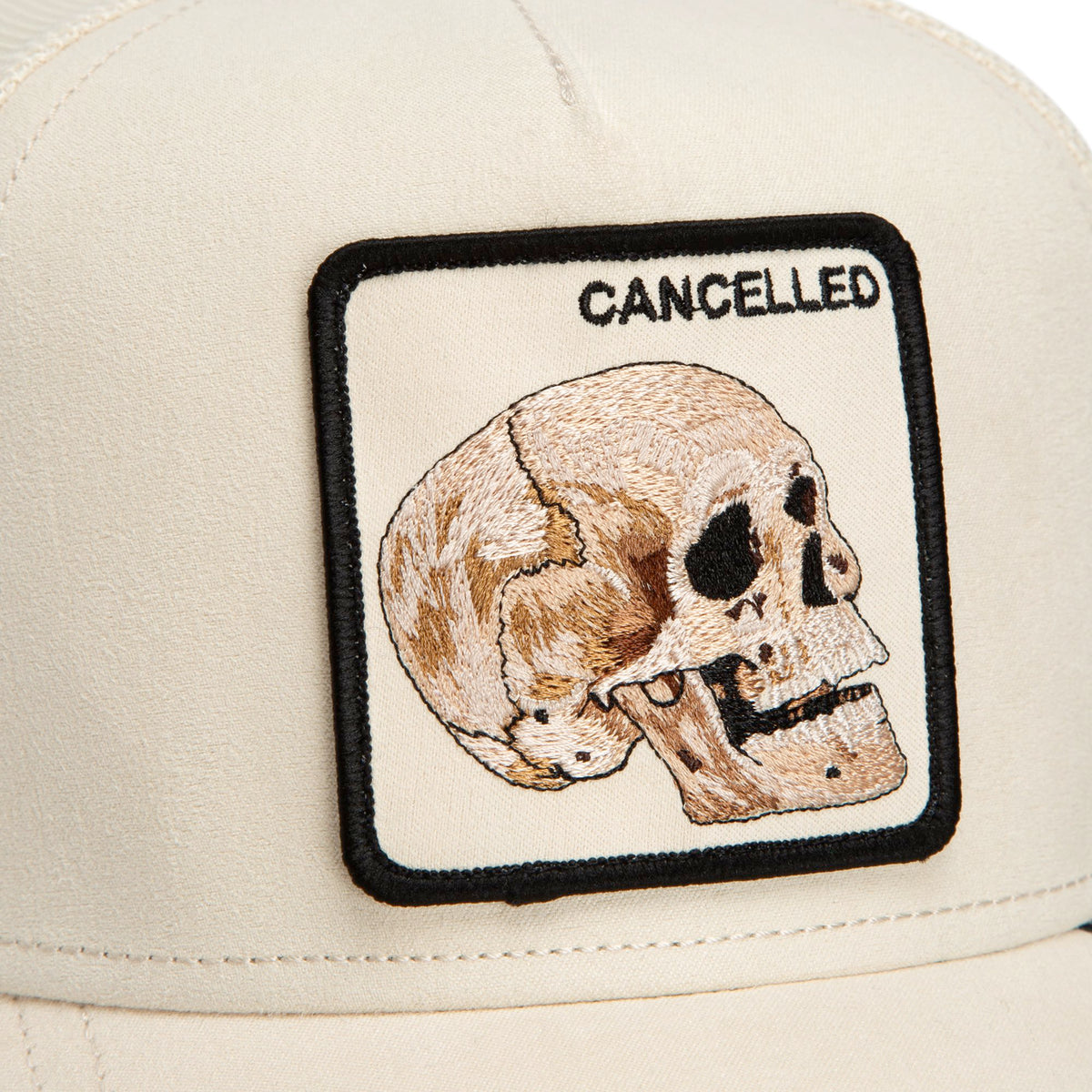 Goorin Bros. Faux Leather Skull "Cancelled" Trucker Hat - Cream & Black