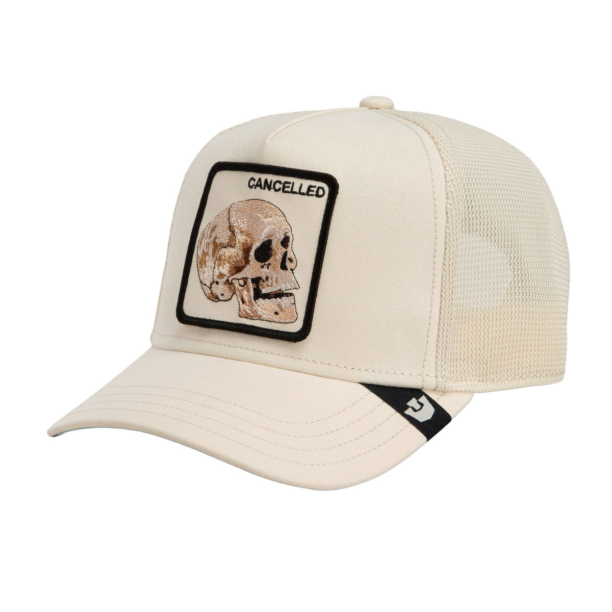 Goorin Bros. Faux Leather Skull "Cancelled" Trucker Hat - Cream & Black