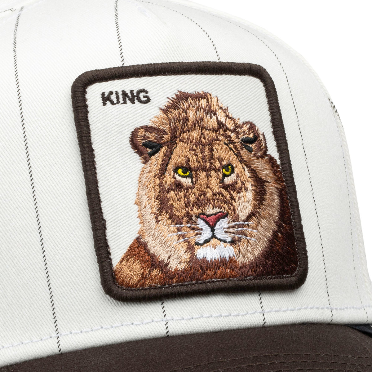 Goorin Bros. Pinstripe Lion Trucker Cap – "The King" Animal Farm Snapback Hat