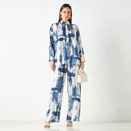 Sinoir AOP Co-Ord set White/Blue