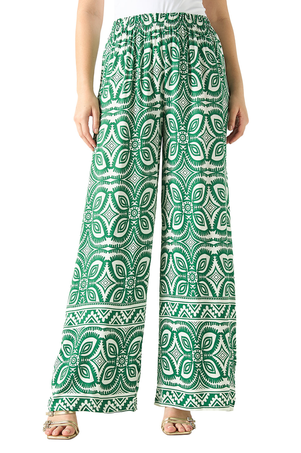 All-Over Print Longline Kimono and Wide Leg Pants Co ord Set