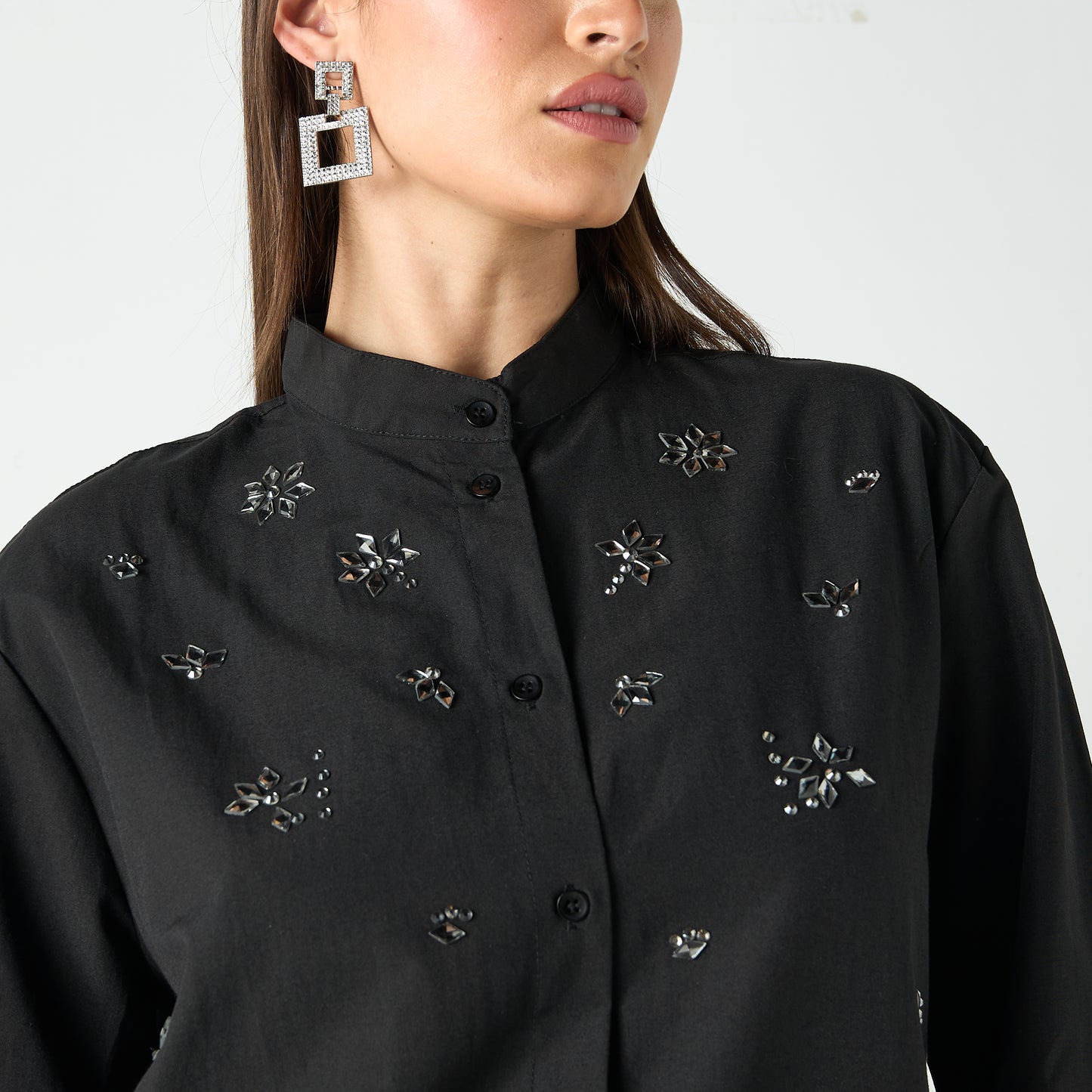 Sinoir Stone Embellished shirt  Black