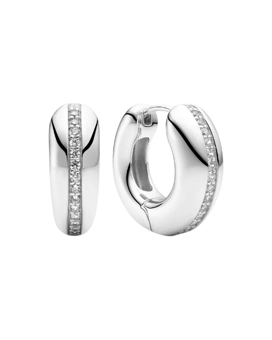 PALERMO PICCOLO Rhodium Plated Earrings with White Zirconia