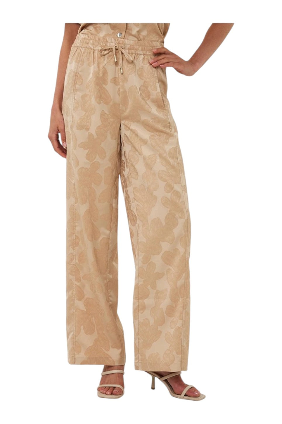 EsQualo Trousers Flower Jacquard Sand