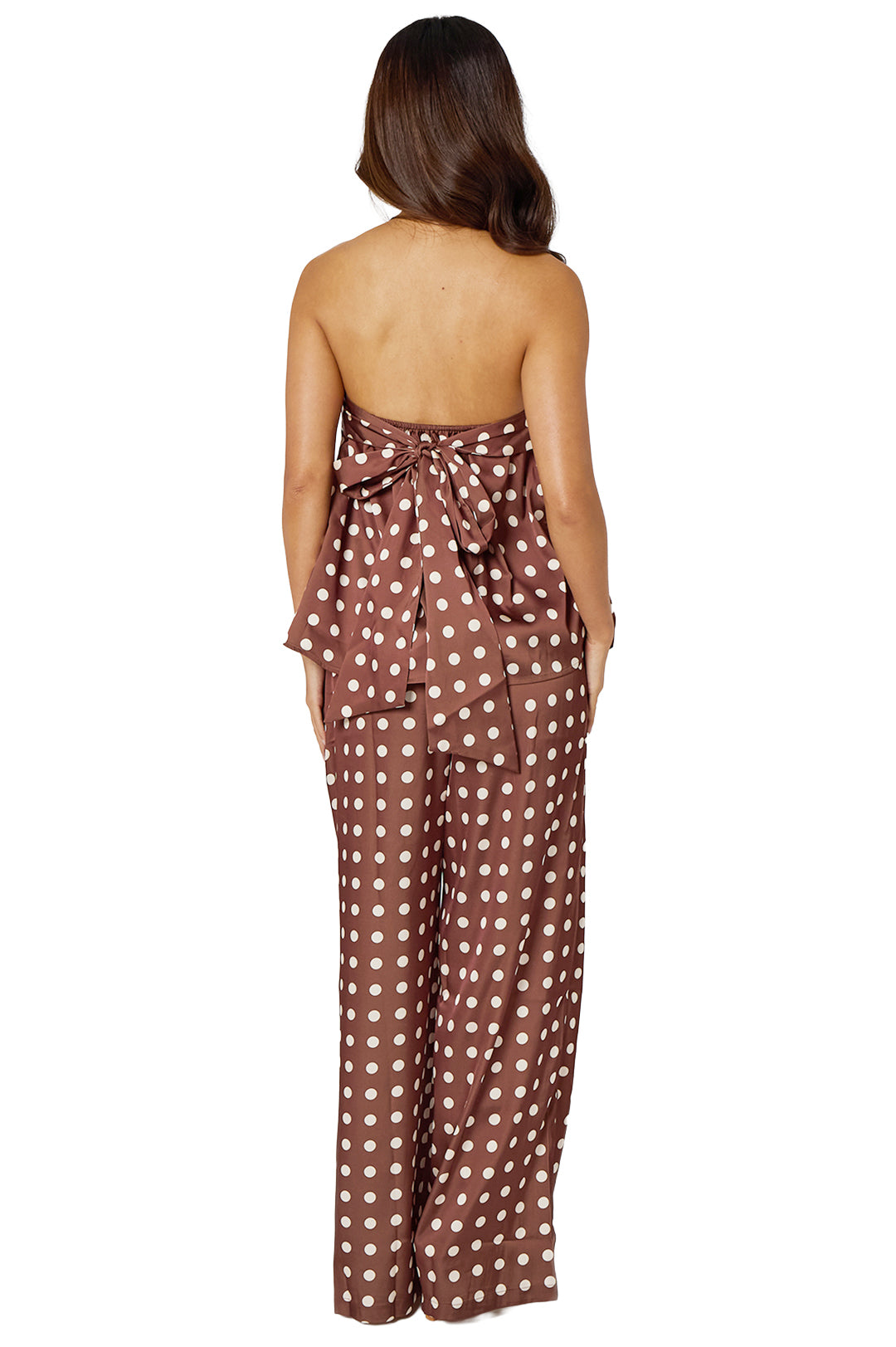 Brown Polka Dot Print Wide Leg Loose Fit Pants