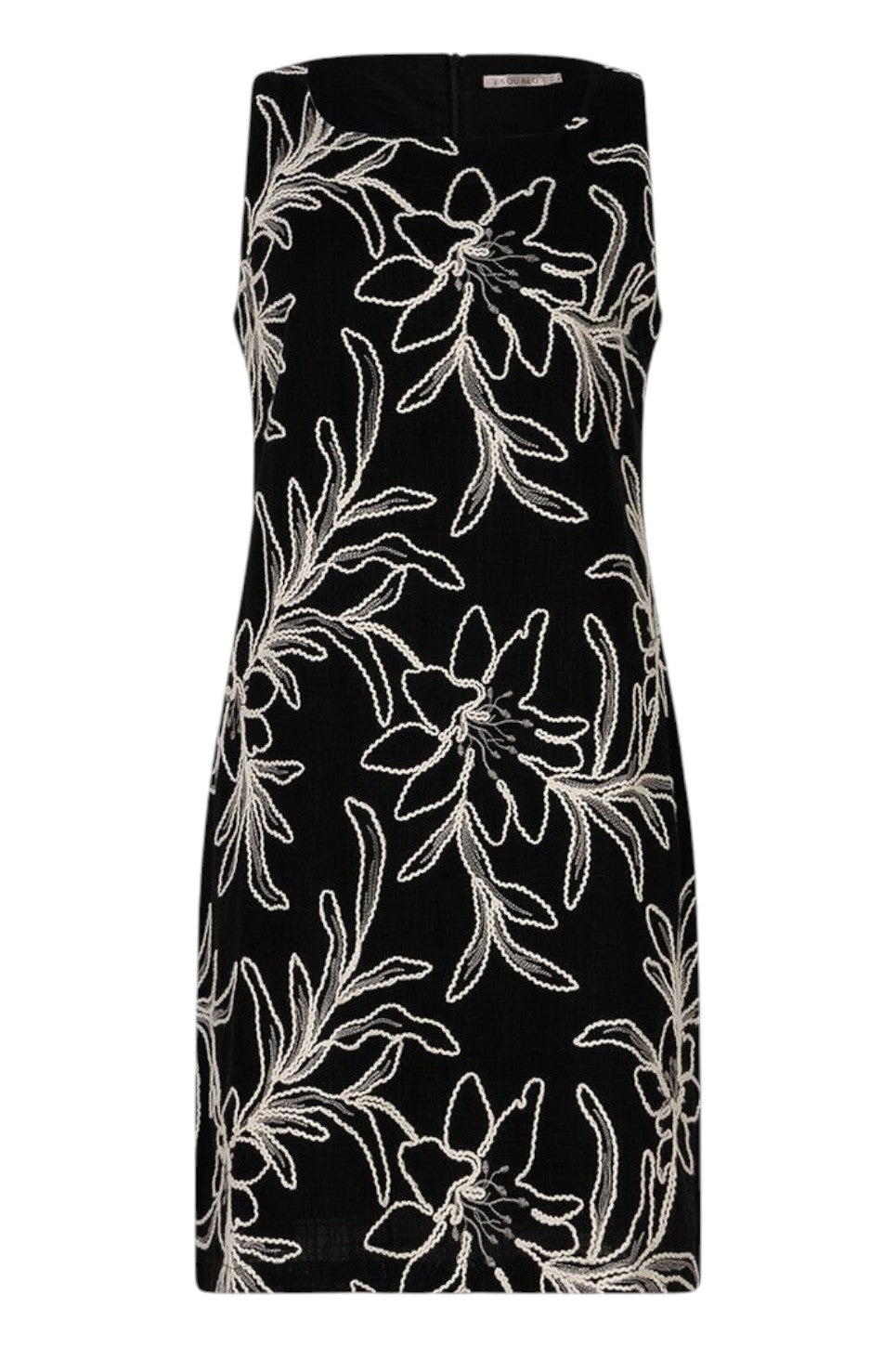 EsQualo Dress Flower Embroidery Black