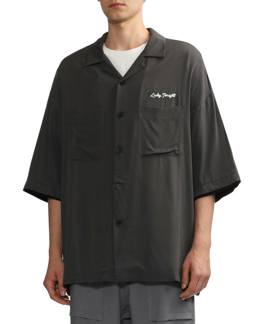 FIVE CM Men's Bowling Shirt in Charcoal