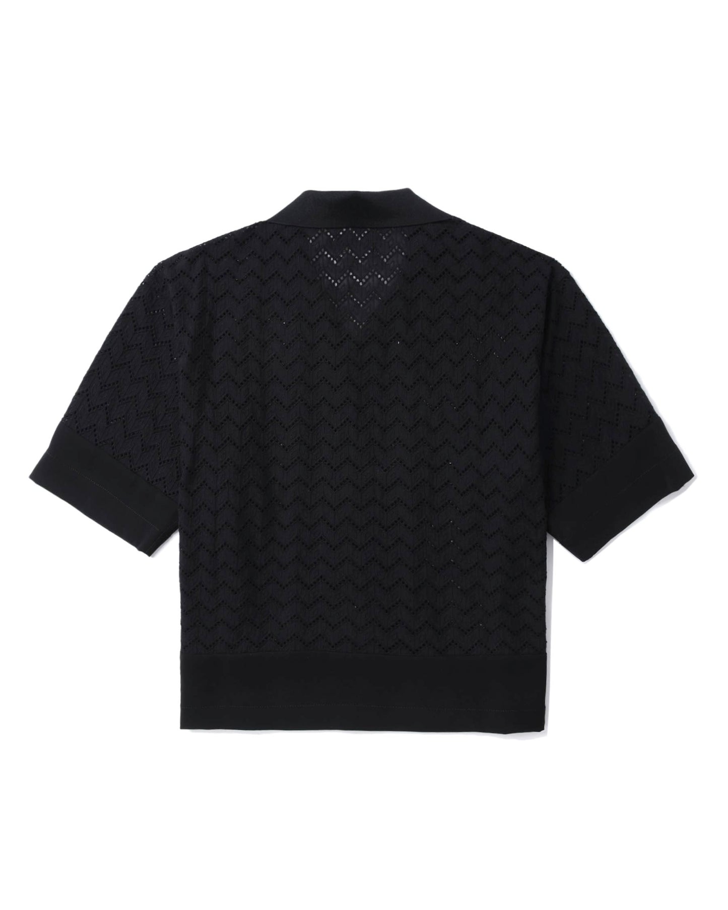 FIVE CM Men's Eyelet Poplin Patch Shirt in Black