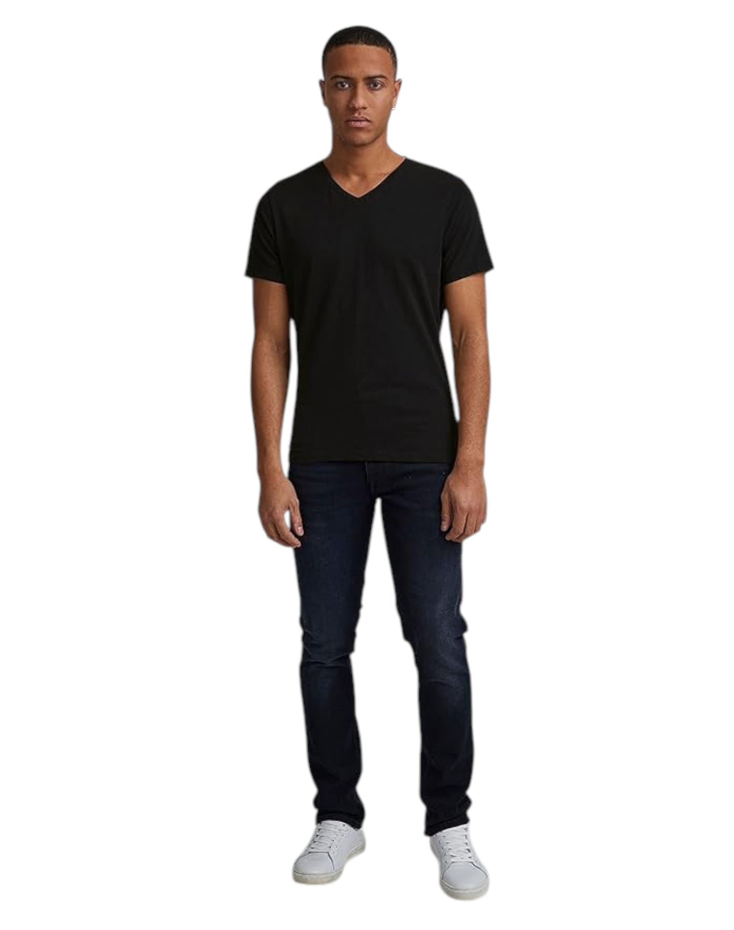 Blend Cotton V-Neck T-Shirt Black 2-Pack