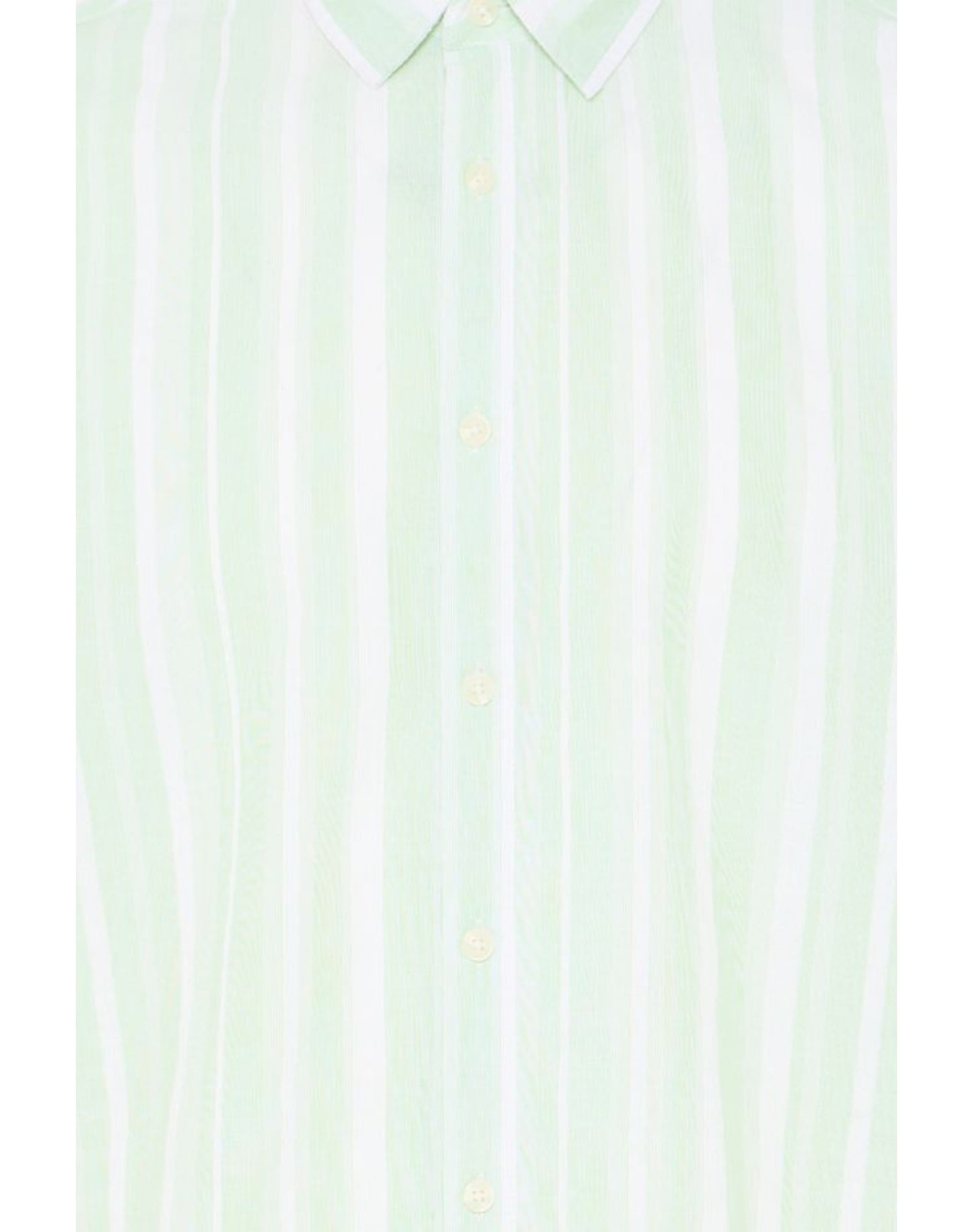 Blend Cotton Short Sleeve Striped Shirt Mint Green