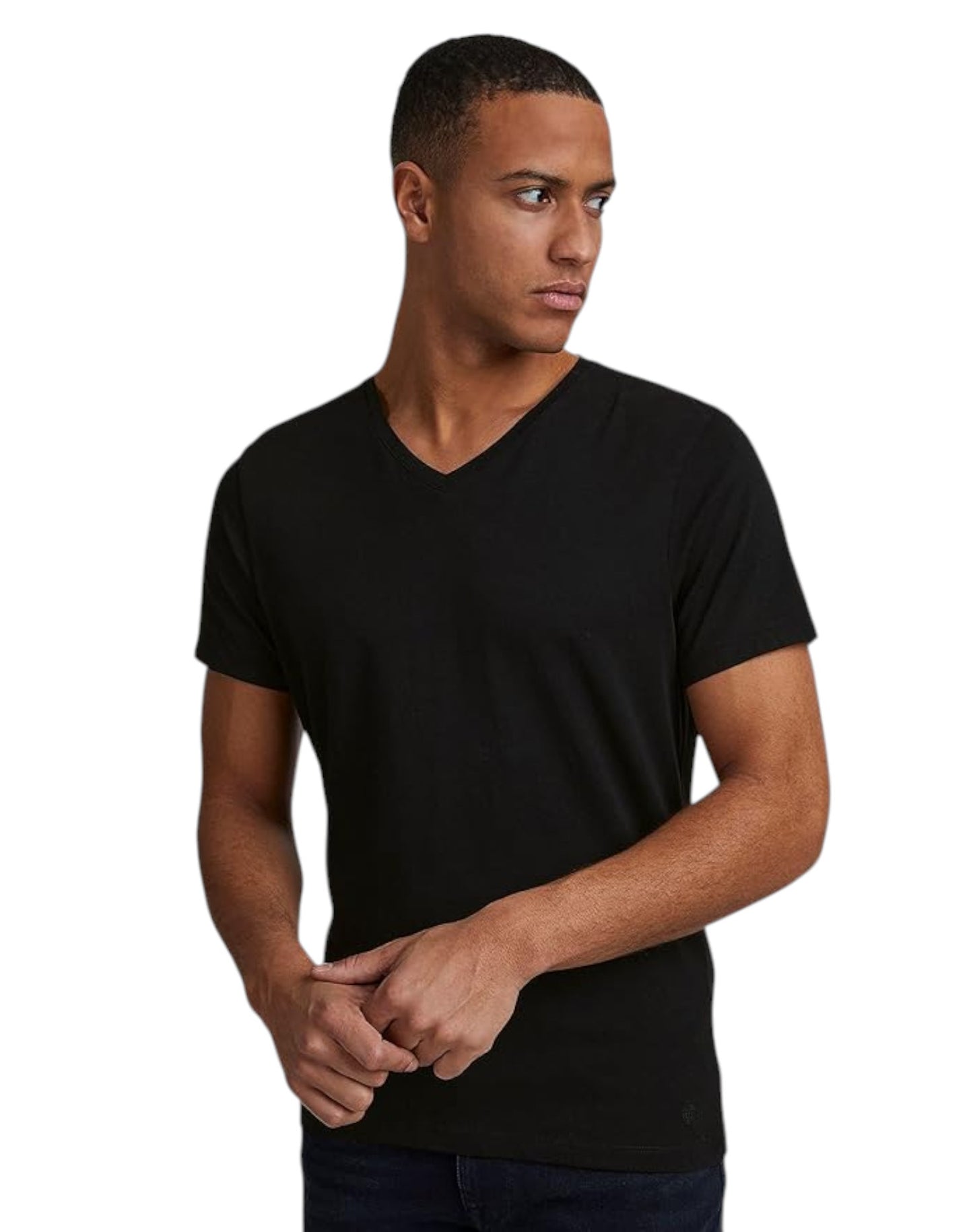 Blend Cotton V-Neck T-Shirt Black 2-Pack