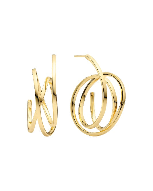 SPIRALE PIANURA GRANDE Rhodium Plated Sterling Silver Earrings