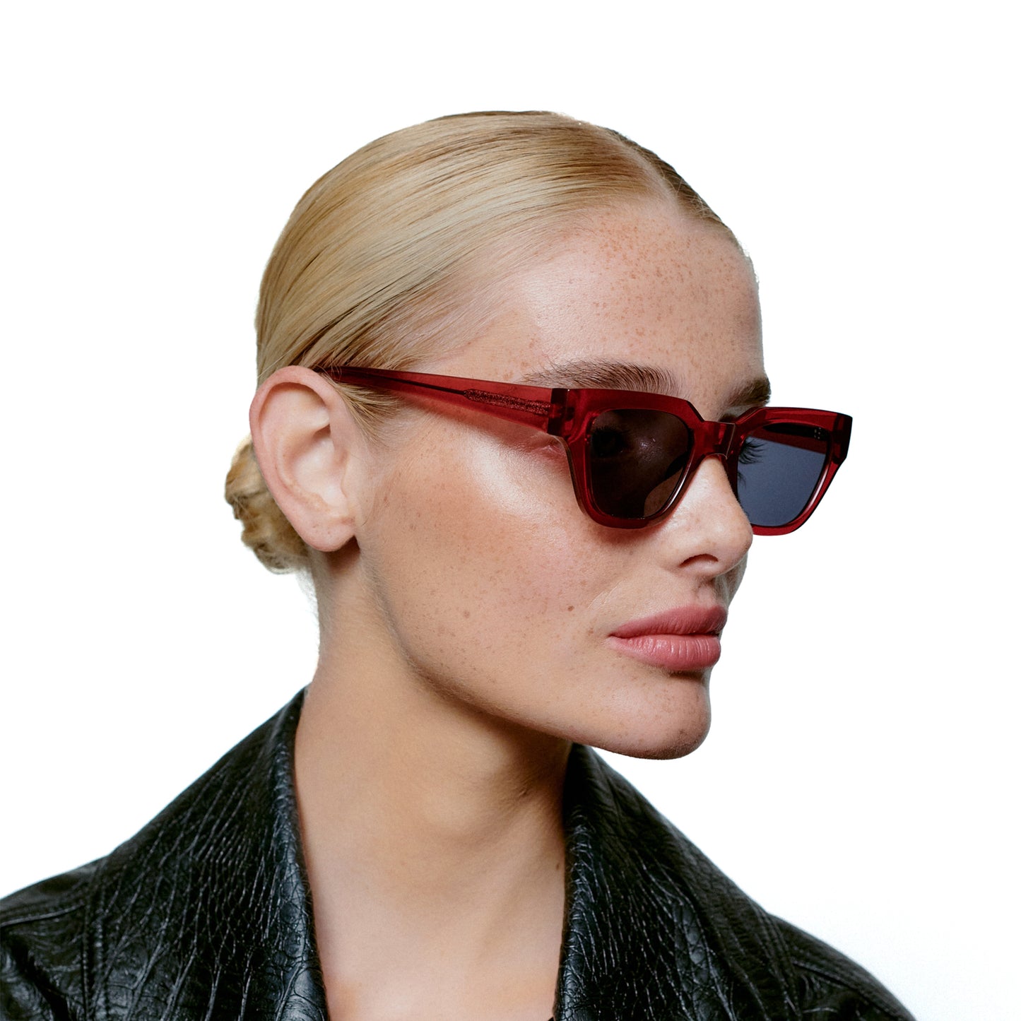 A.Kjaerbede Kaws Sunglasses in Burgundy Transparent color
