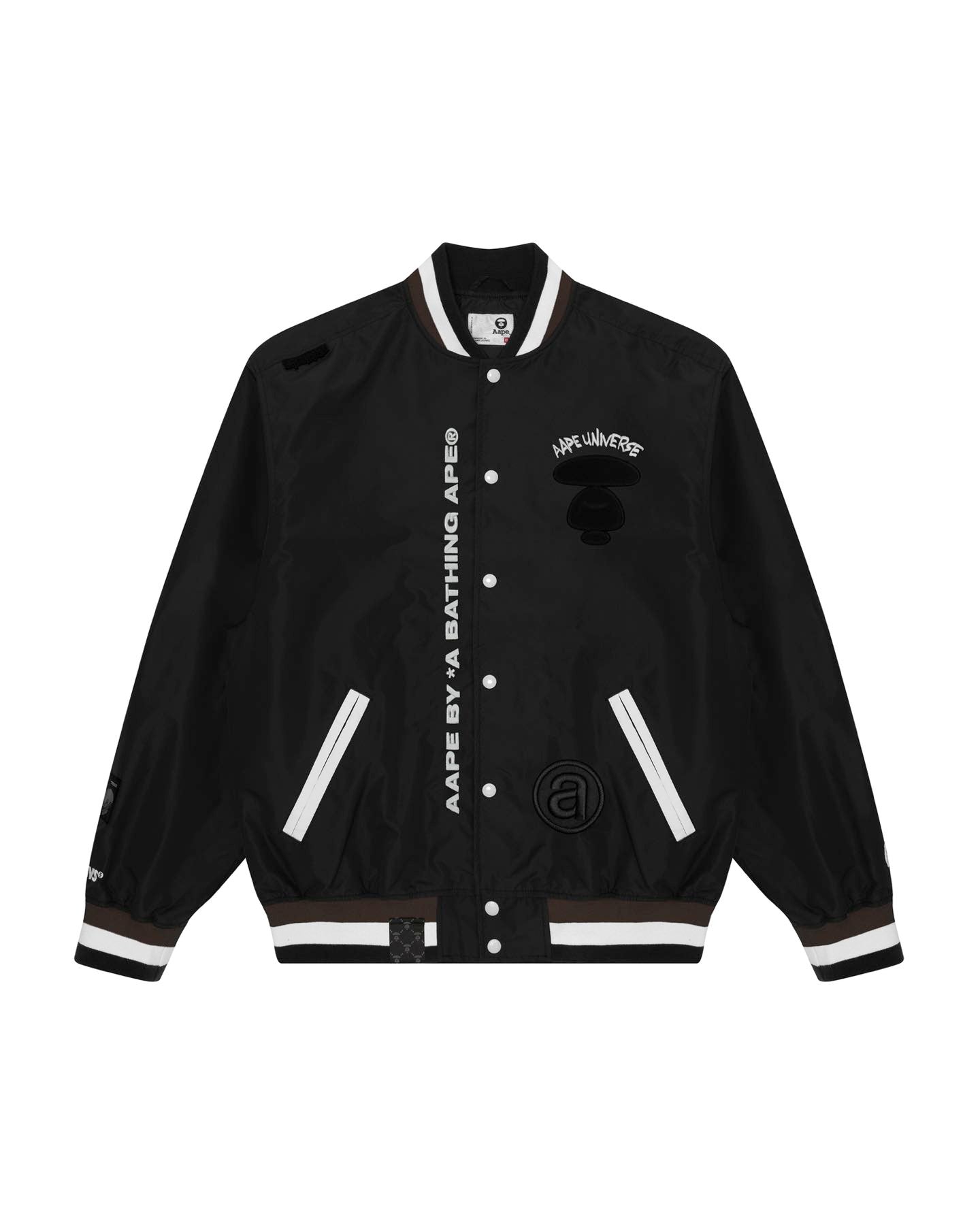 Men Embroidered Bomber Jacket in Black