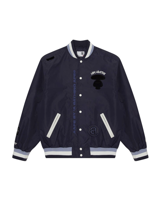 Men Embroidered Bomber Jacket in Purple and Grey