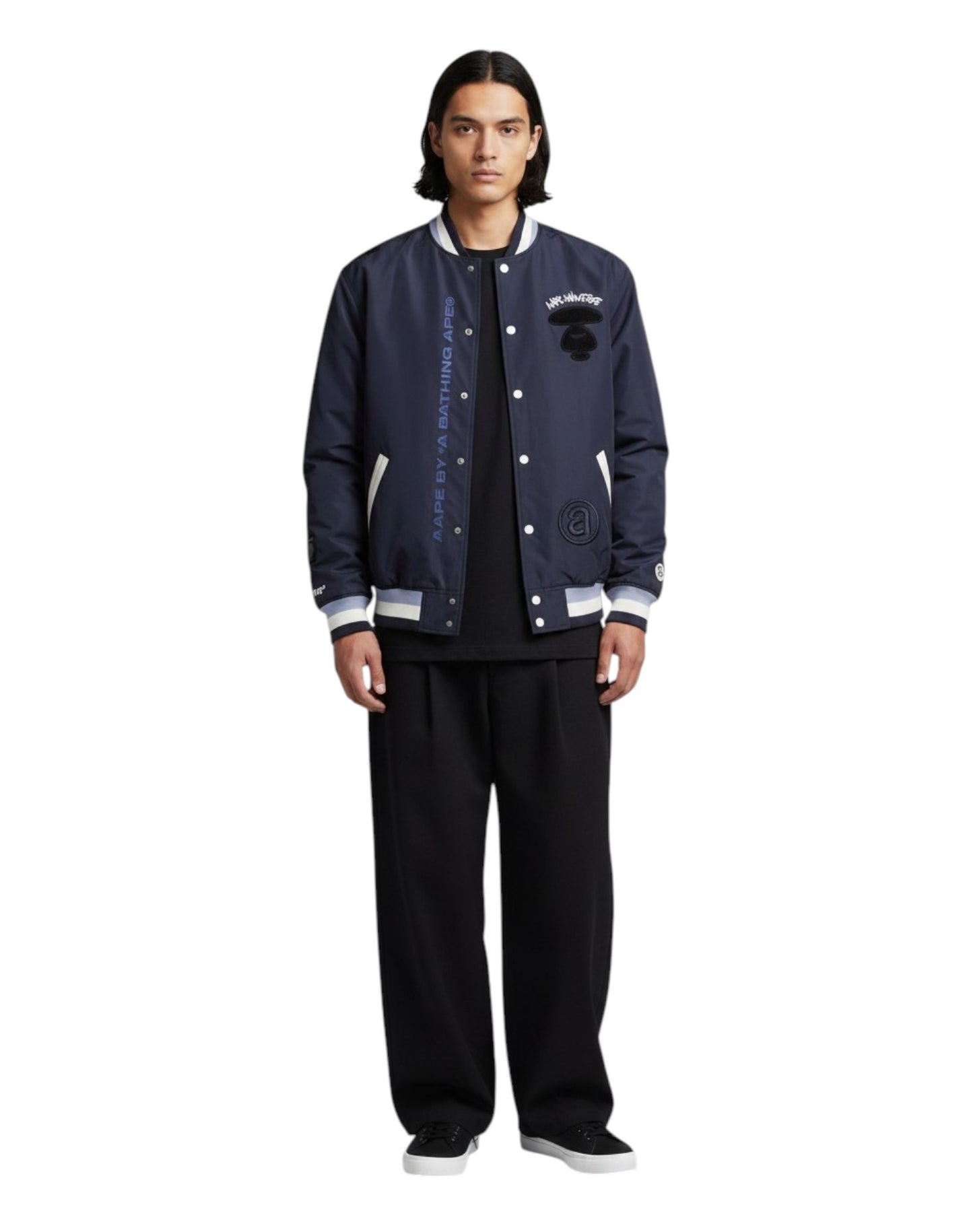 Men Embroidered Bomber Jacket in Purple and Grey
