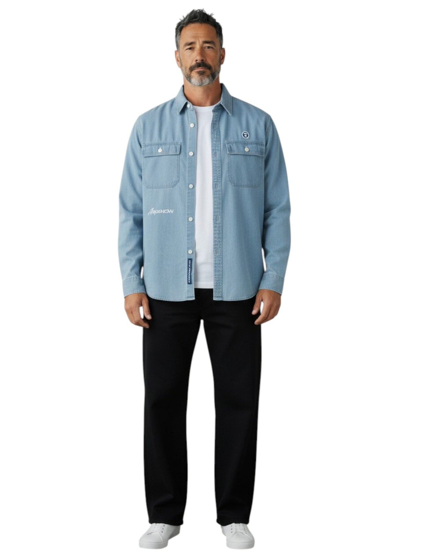 AAPE Men Long Sleeve Shirt in Blue
