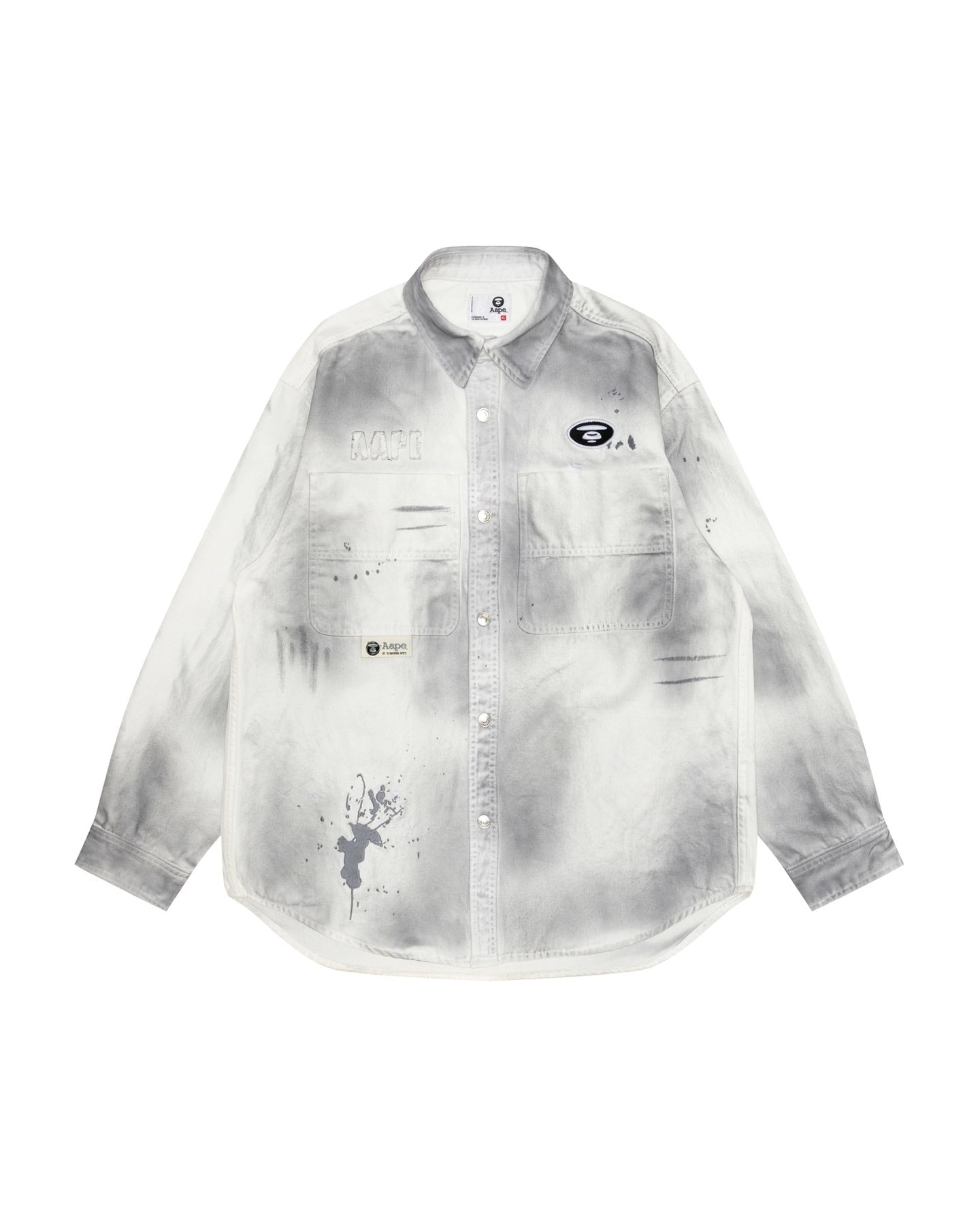 AAPE Men Long Sleeve Shirt in White (Black)