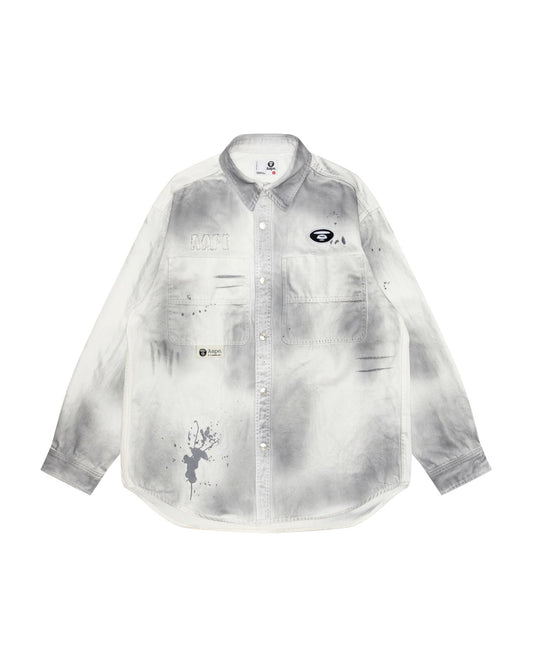 AAPE Men Long Sleeve Shirt in White (Black)