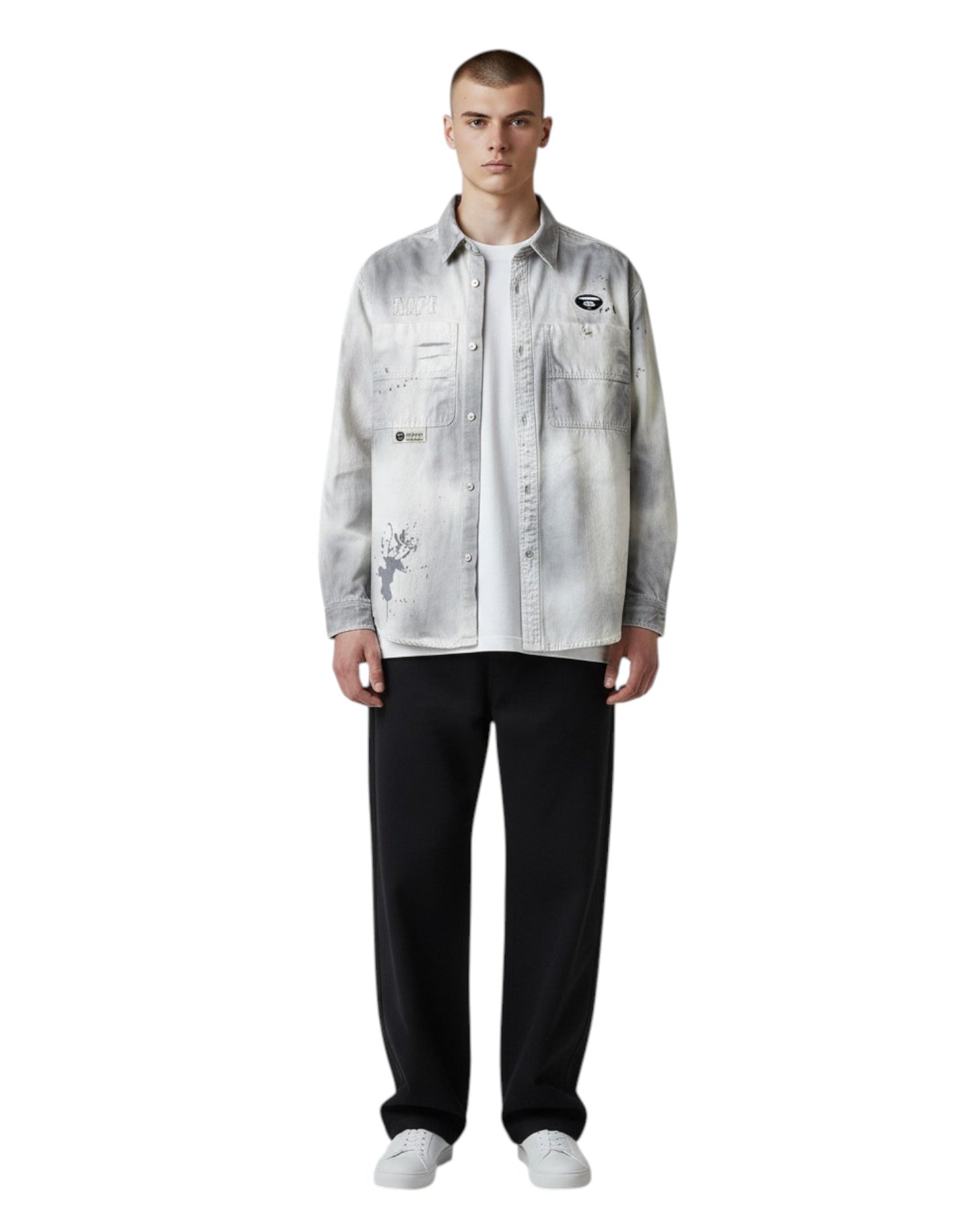 AAPE Men Long Sleeve Shirt in White (Black)