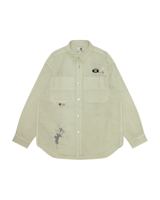 AAPE Men Long Sleeve Shirt in Green (Grey)