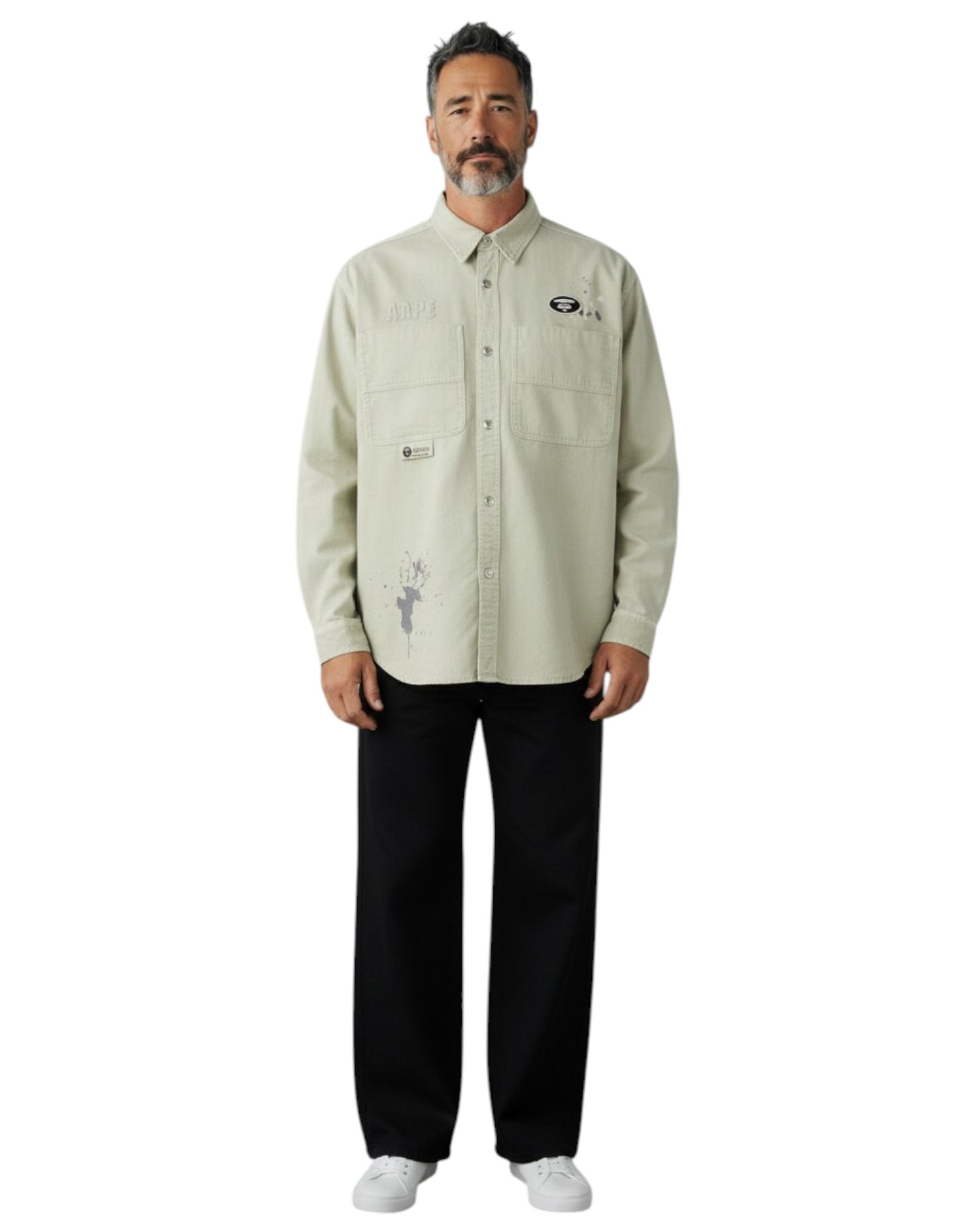 AAPE Men Long Sleeve Shirt in Green (Grey)