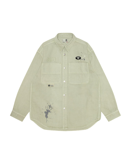 AAPE Men Long Sleeve Shirt in Green (Grey)