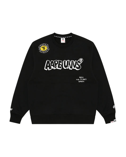 Men Moonface Graphic Print Sweatshirt in Black