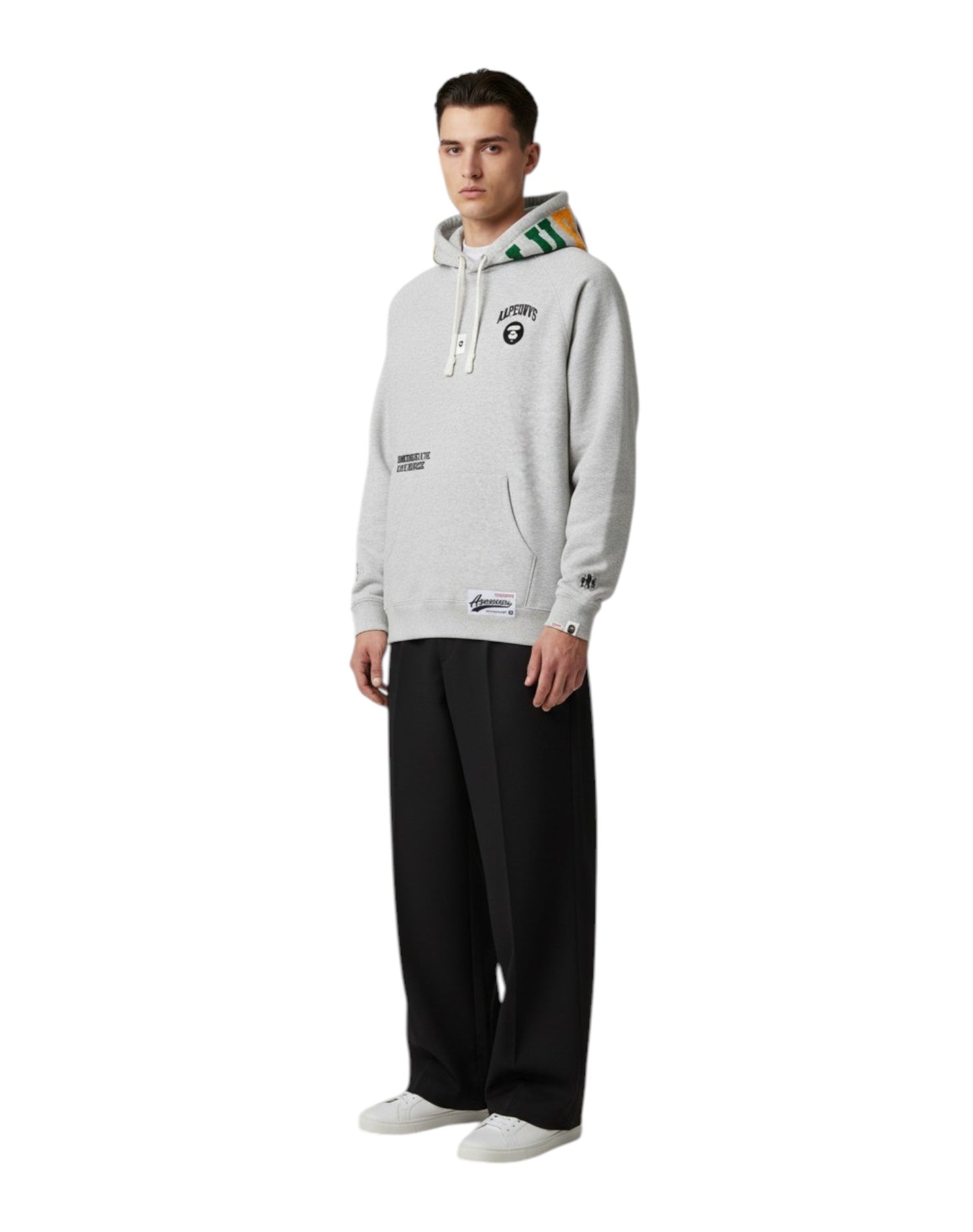 Men Logo Long Sleeve Hoodie in Light Grey