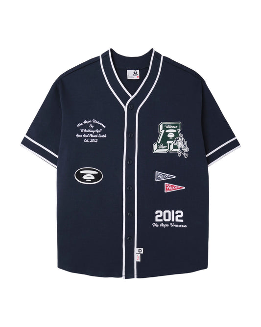 Men Logo Baseball Shirt in Navy