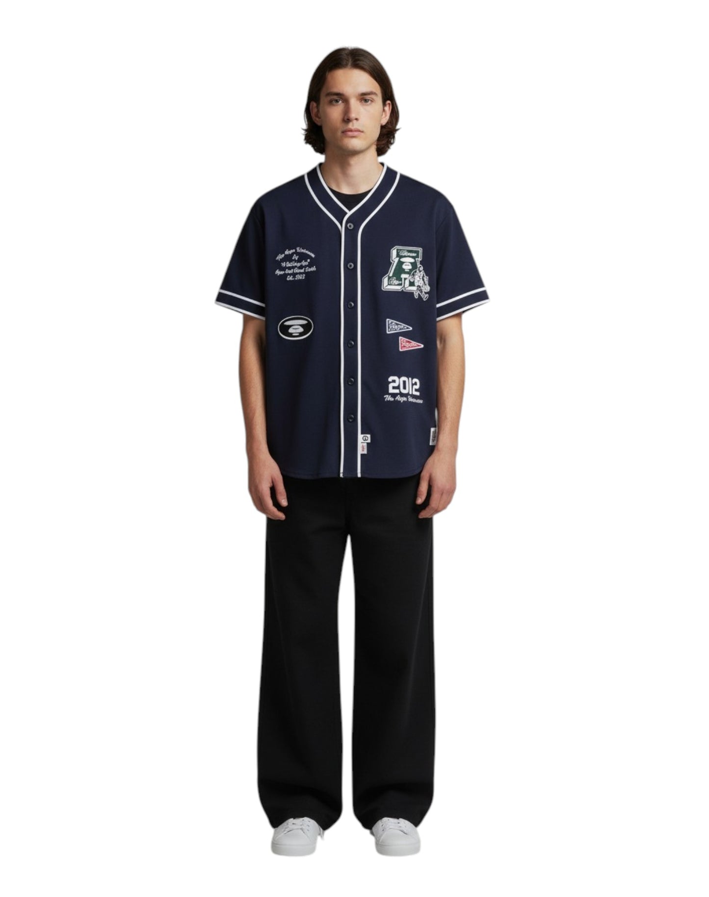 Men Logo Baseball Shirt in Navy