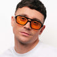 Burt, Geometric sunglasses for men and women orange lens UV400 protection