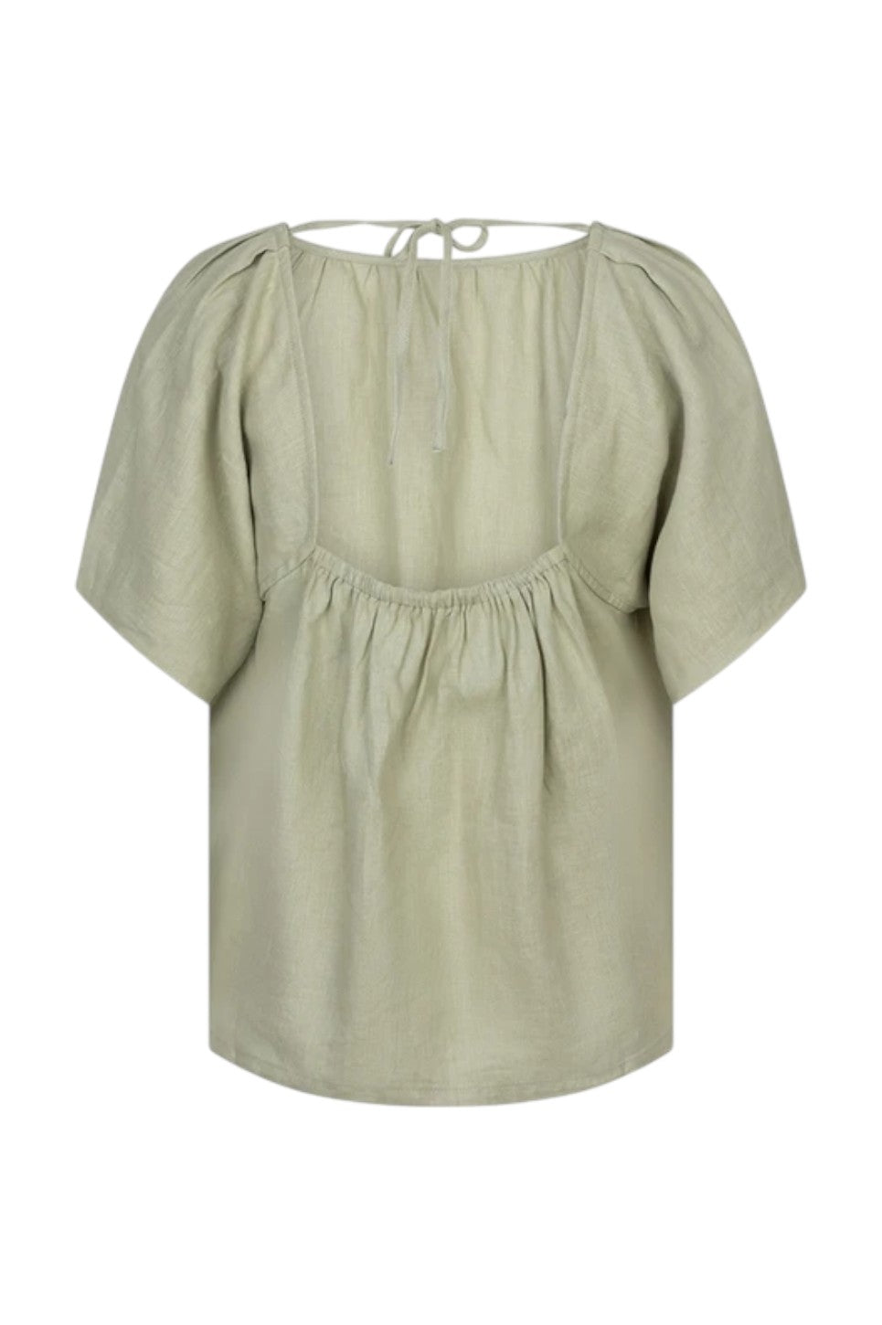EsQualo Blouse Back Detail Linen Soft Green