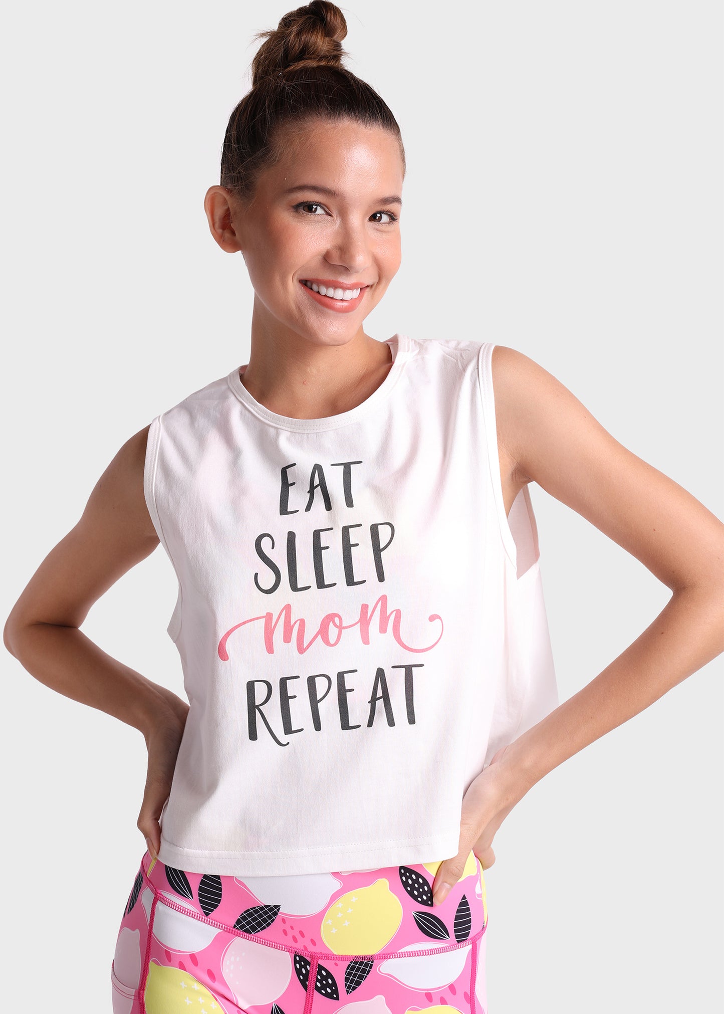 Eat Sleep Mom Repeat Crop Top - Free Size