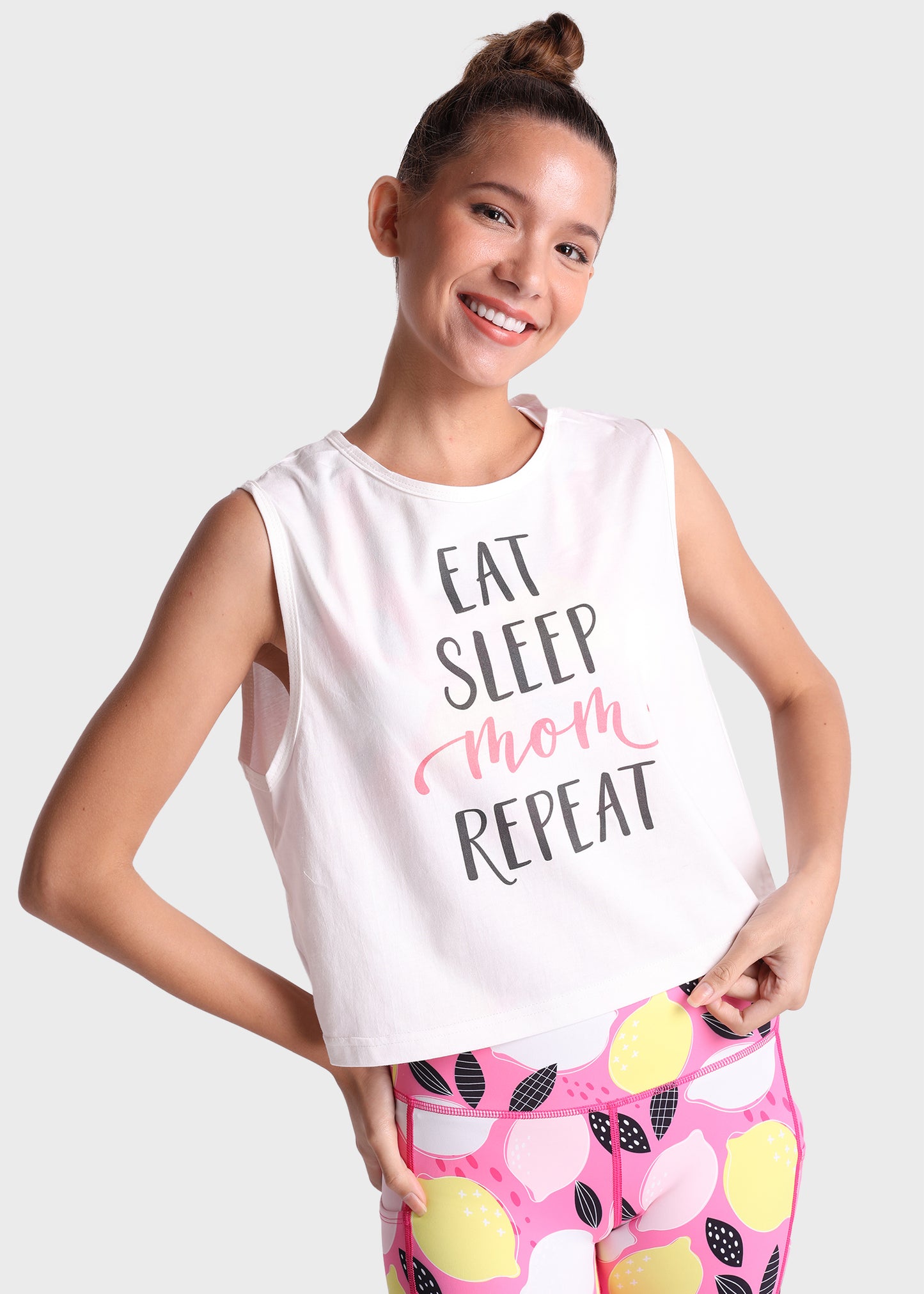 Eat Sleep Mom Repeat Crop Top - Free Size