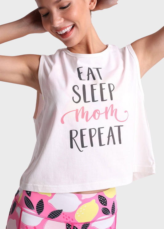 Eat Sleep Mom Repeat Crop Top - Free Size