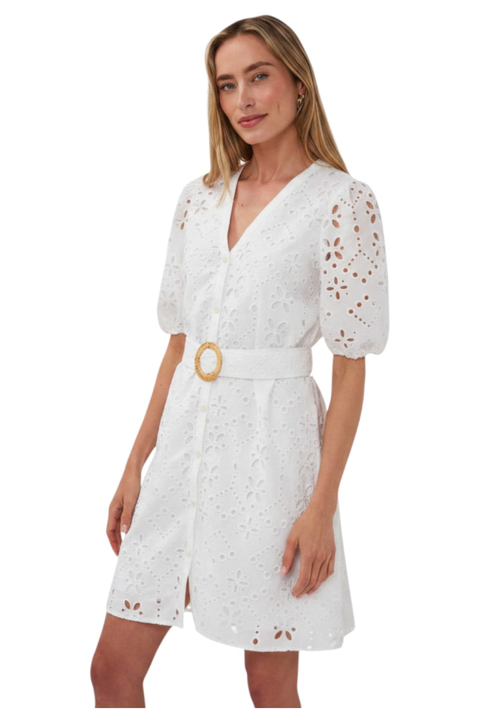 EsQualo Dress Broderie Anglaise Off White