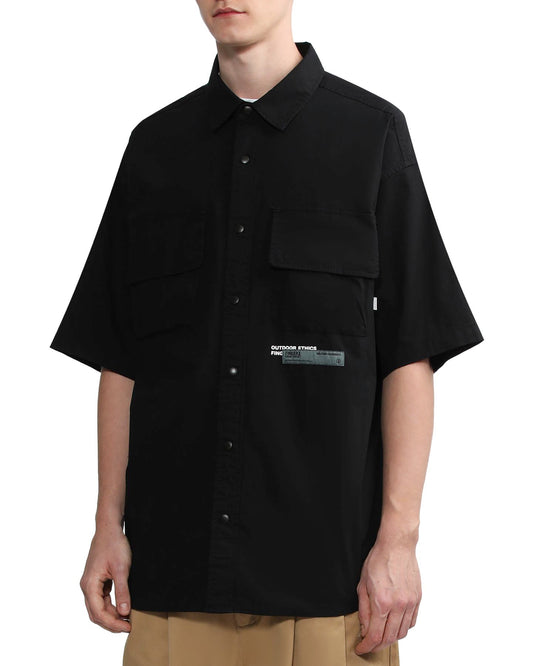 Men's - Pocketed Short Sleeve Shirt in Black