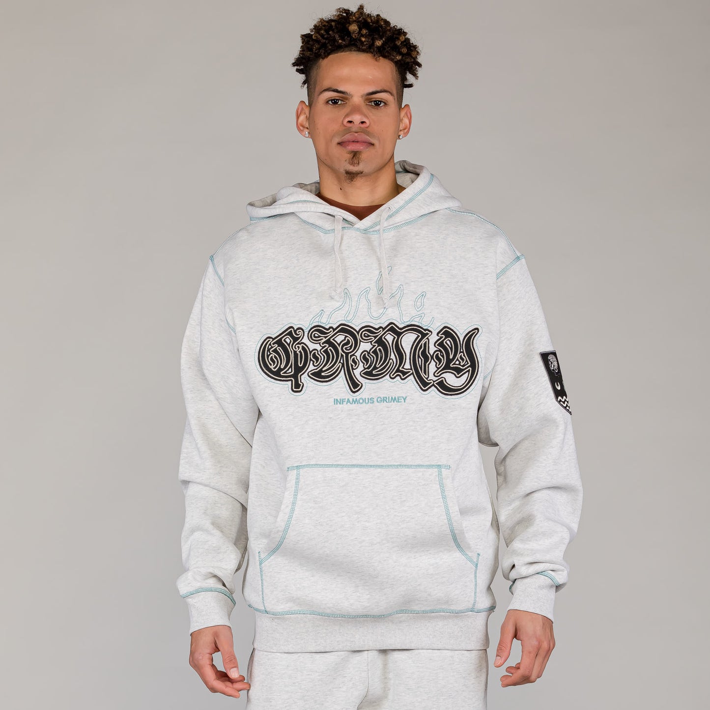 Men Fire Route Vintage Hoodie in Sport Grey