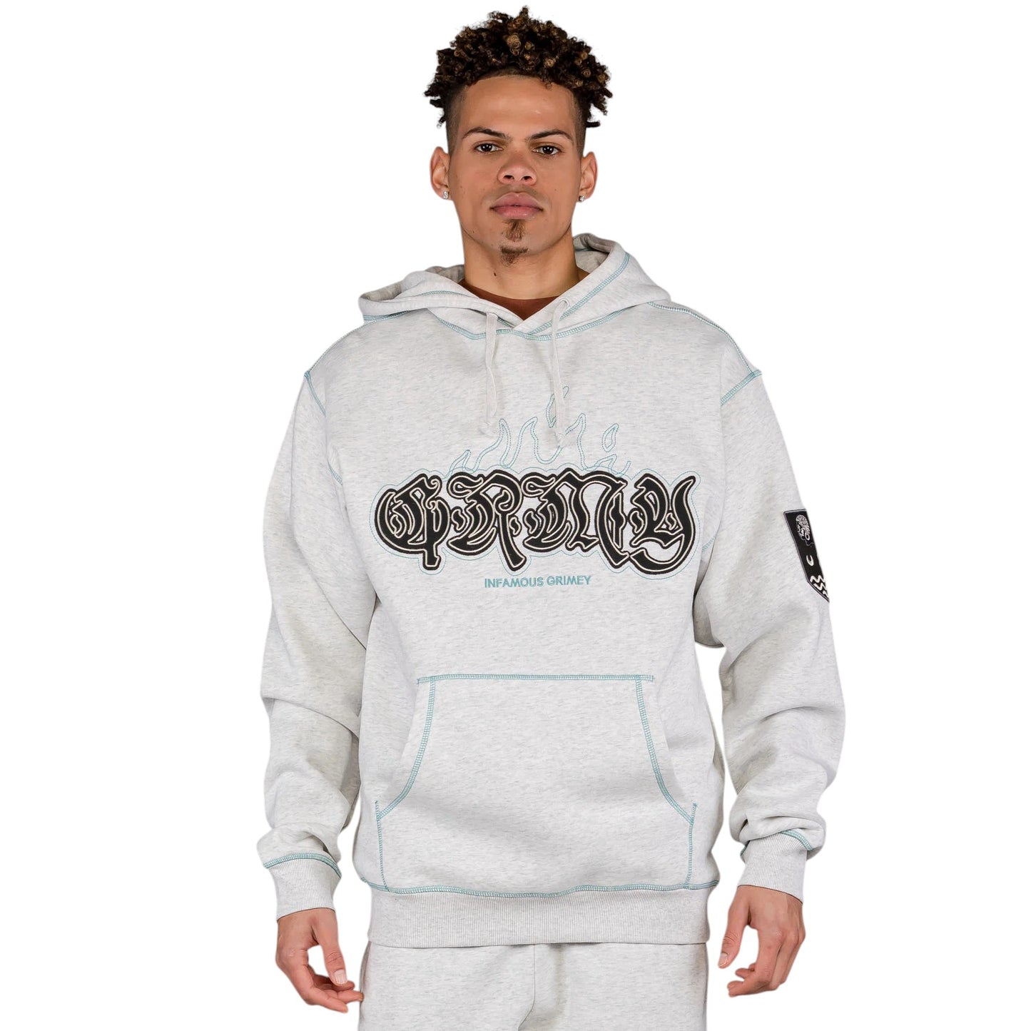 Men Fire Route Vintage Hoodie in Sport Grey