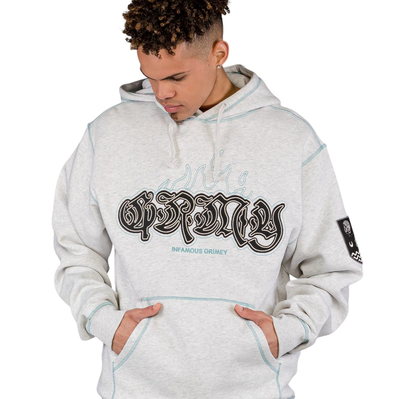 Men Fire Route Vintage Hoodie in Sport Grey