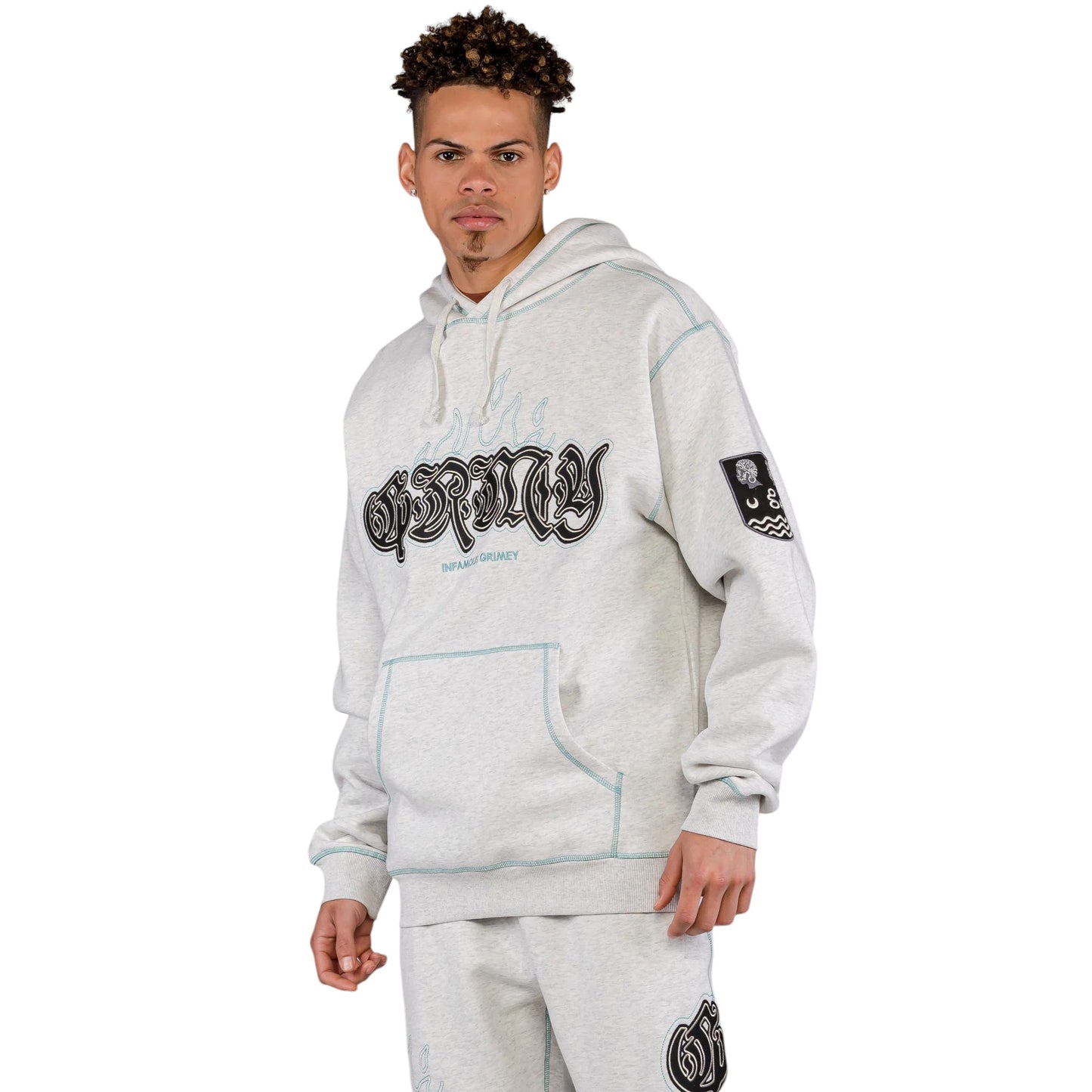Men Fire Route Vintage Hoodie in Sport Grey