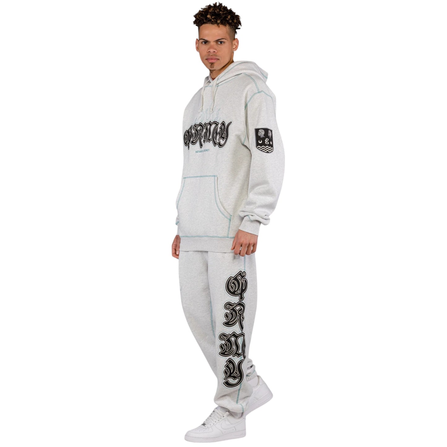 Men Fire Route Vintage Hoodie in Sport Grey