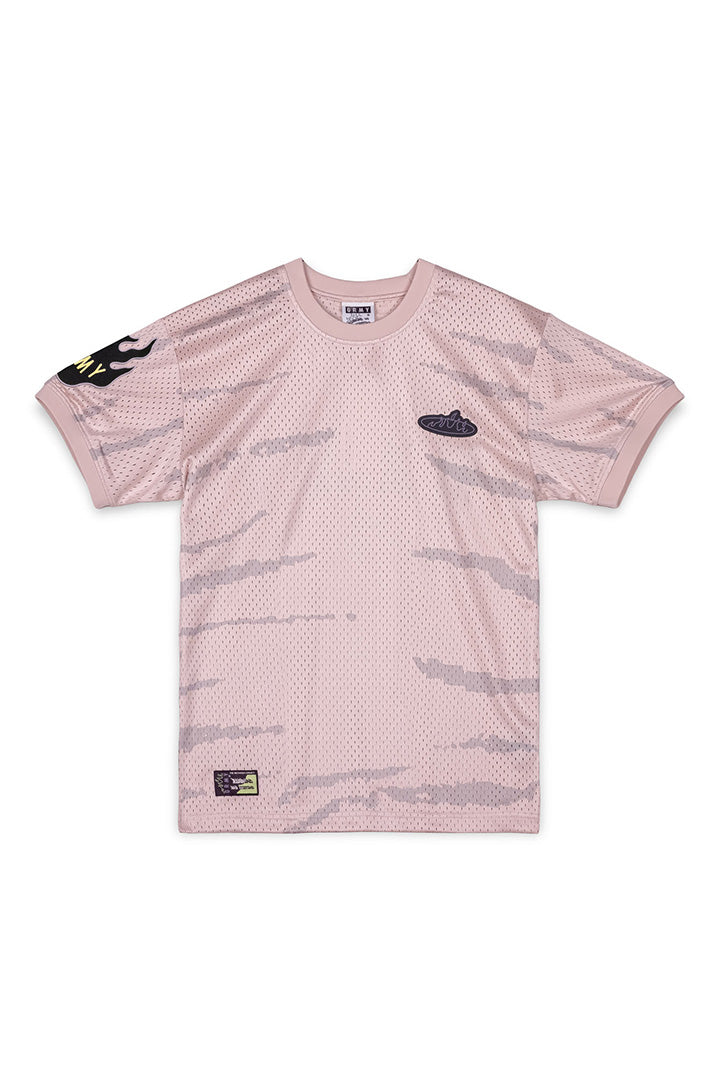 Cloven Tongues All Over Print Mesh Tee in Cream